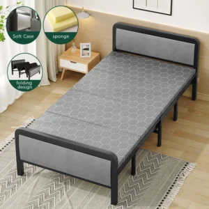 Foldable Iron Bed With Cushion