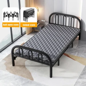Foldable Iron Bed With Cushion
