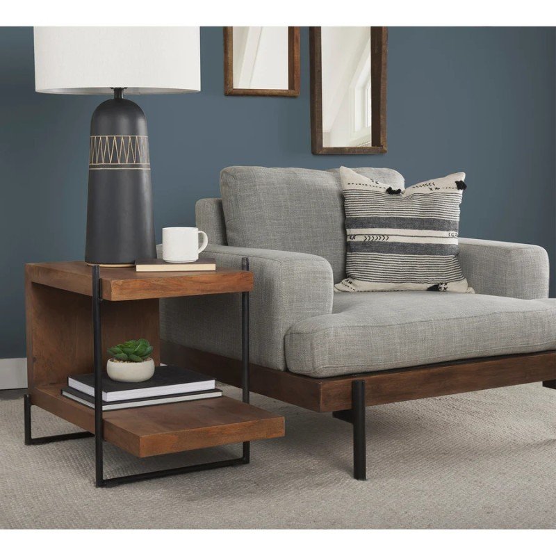 Wooden iron bed side table