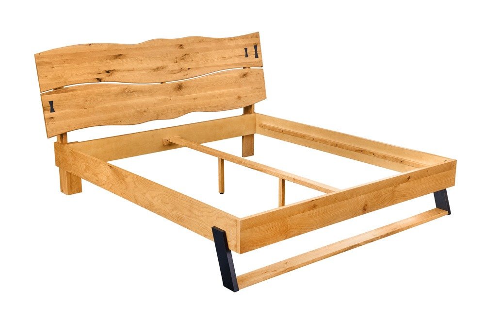 Handcrafted Live Edge Wooden King Bed Frame with Sturdy Metal Base - Image 2