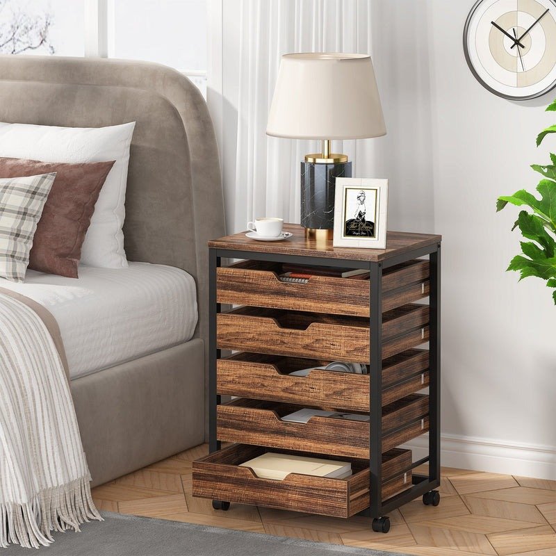 "5-Tier Rustic Wardrobe with drawers – Multi-Drawer Organizer" - Image 3