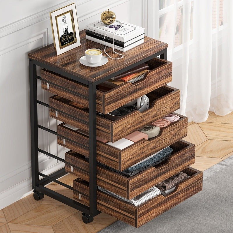 "5-Tier Rustic Wardrobe with drawers – Multi-Drawer Organizer" - Image 4