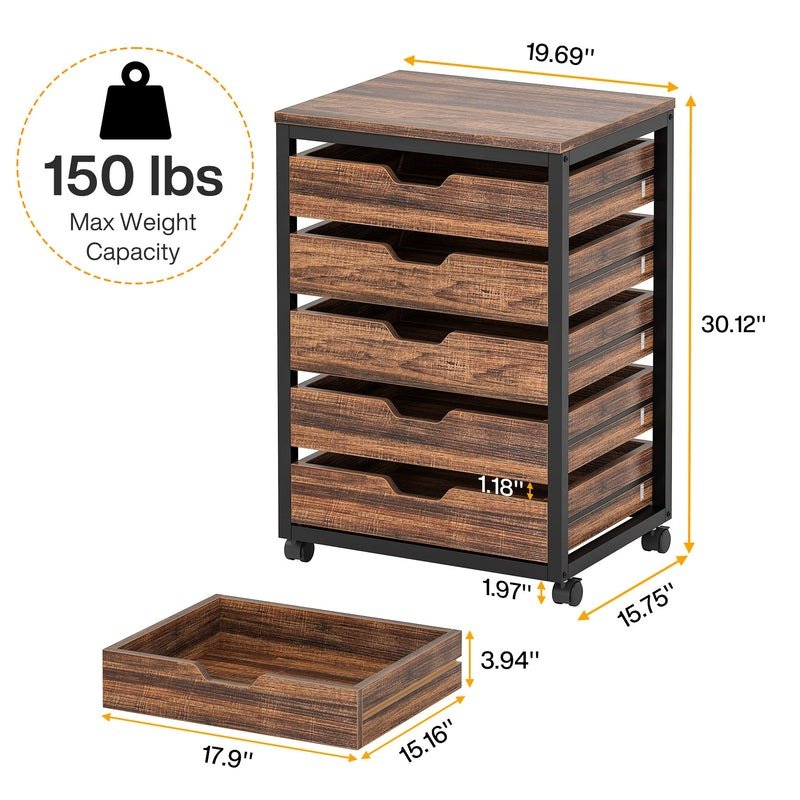 "5-Tier Rustic Wardrobe with drawers – Multi-Drawer Organizer" - Image 2