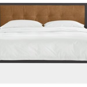 Queen Bed with Modern Cushioned Headboard