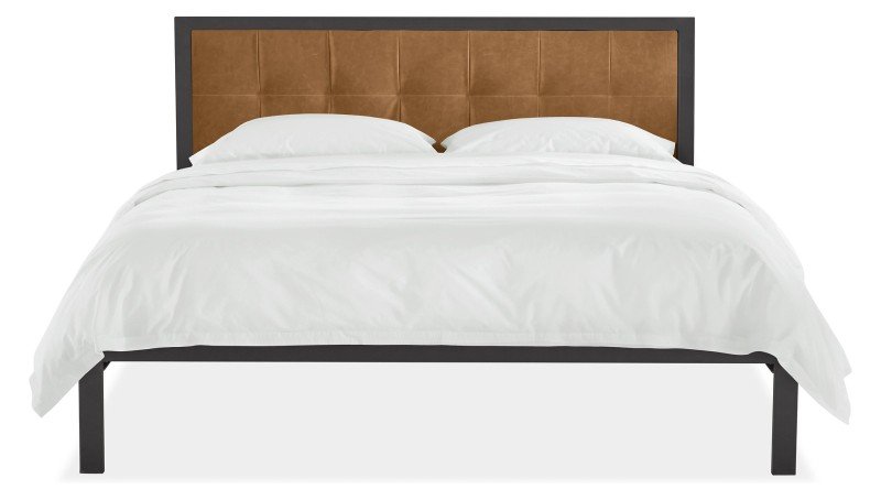 Queen Bed with Modern Cushioned Headboard