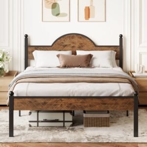 Modern Rustic Queen Size Iron Bed Frame