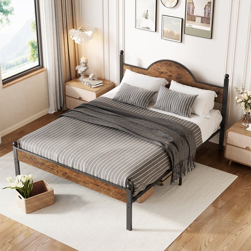 Modern Rustic Queen Size Iron Bed Frame - Image 3